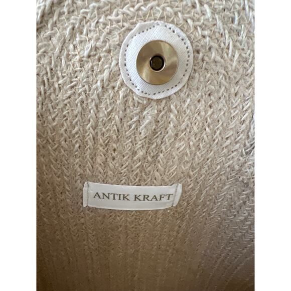 Antik Kraft Tan Floral Purse Shoulder Bag Tote 100% Jute Bohemian Indie Cottage - Picture 5 of 9